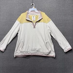 Fat Face Airlie Men's 1/4 Zip Pullover Ivory Mustard Pink 16